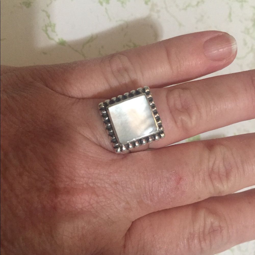 Large Mother of Pearl Sterling silver ring